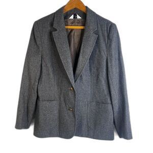 Miss Dawn Wool Blend Single Breasted Career Blazer VTG Gray Elevated Basic SZ MD